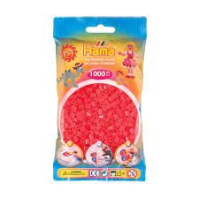 HAMA STRIJKKRALEN - ROOD NEON (035), 1000ST. (ZAKJE 17,5 X 9,5 CM)